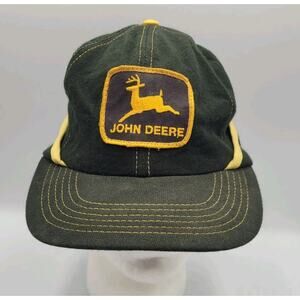 Vintage John Deere Fitted Medium Cap Hat Winter Ear Neck Flap‎ Black Swingster